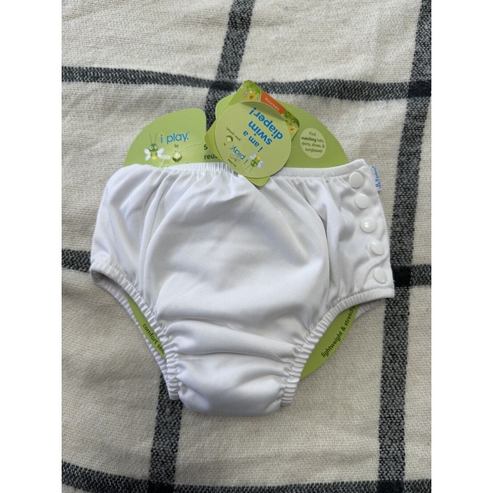 i play 4T Swim Diaper Kids White Reusable‎ Triple Layer Snap Side 721200-000-48